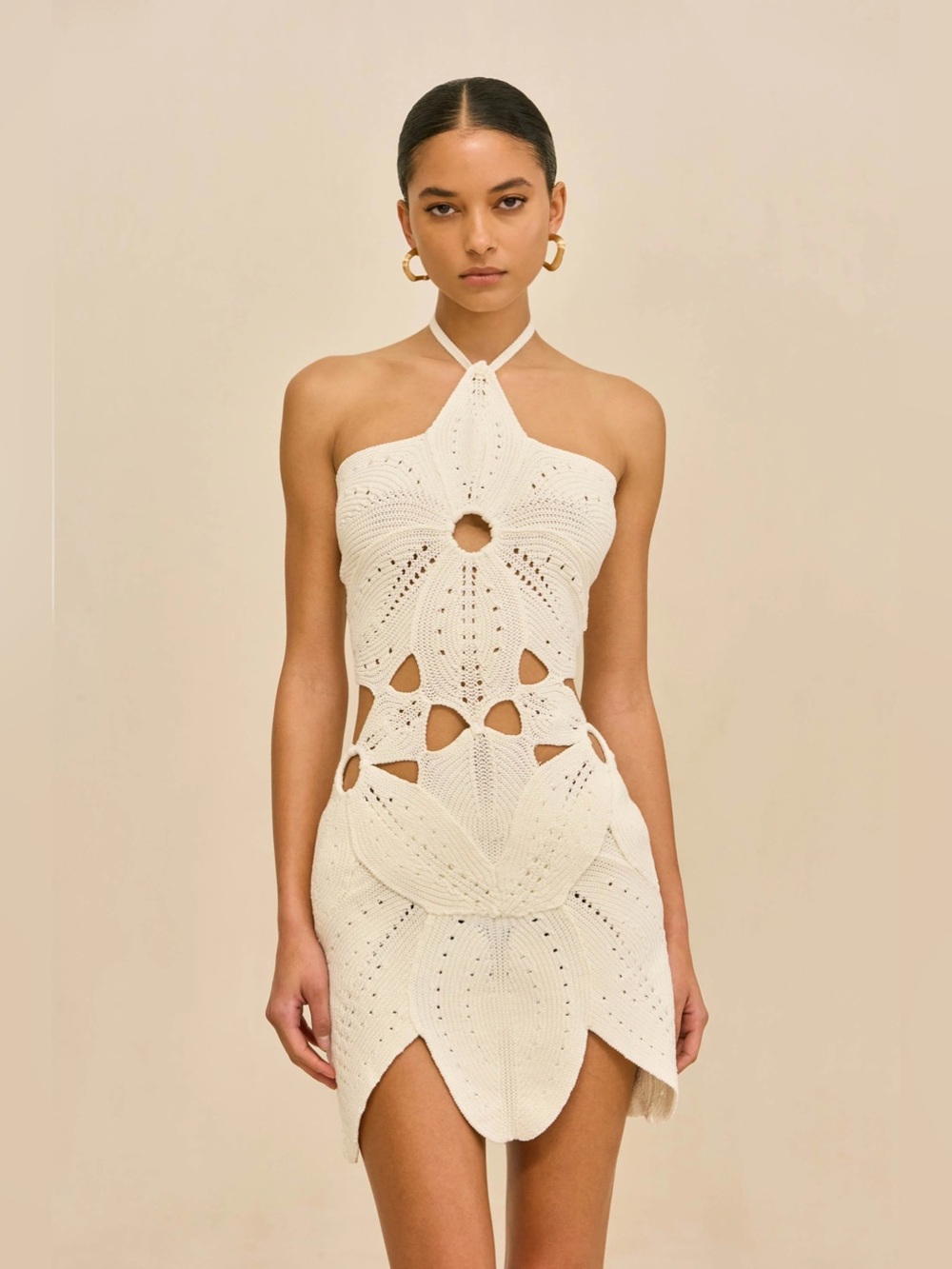 Cult Gaia Floreana Off-White Knit Dress M